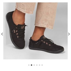 Black + Rose Gold Bobs B Cute slip on shoes